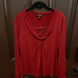 Red, long sleeve top